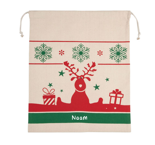 Rendier kerstzak met naam