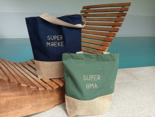 Jute Journey Draagtas - Geborduurd