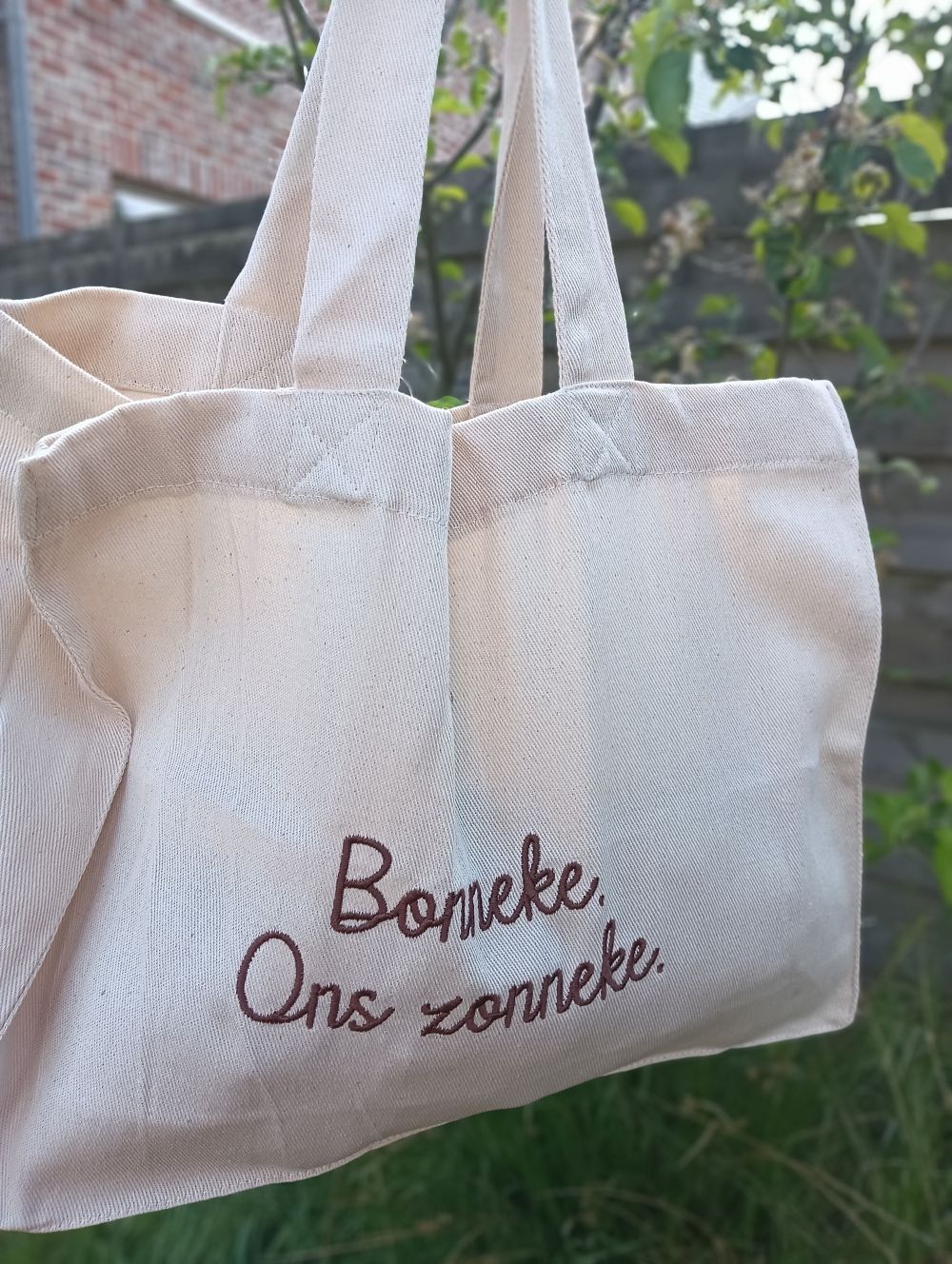 Wijde Canvas shopper - Geborduurd