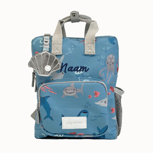 Kleuter rugzak met haaien print gepersonaliseerd op naam kind