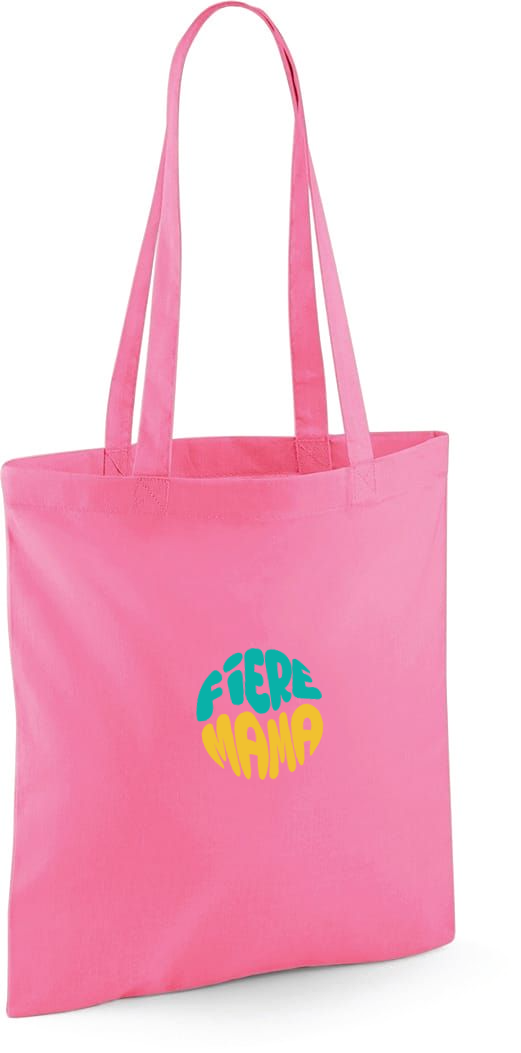 Gepersonaliseerde katoenen draagtas of totebag bedrukt met de tekst fiere mama als geschenk voor moederdag antwerpen