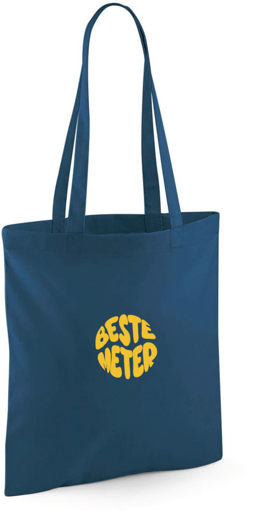 Gepersonaliseerde linnen schoudertas of totebag op maat bedrukt met de tekst beste meter als geschenk voor meter antwerpen