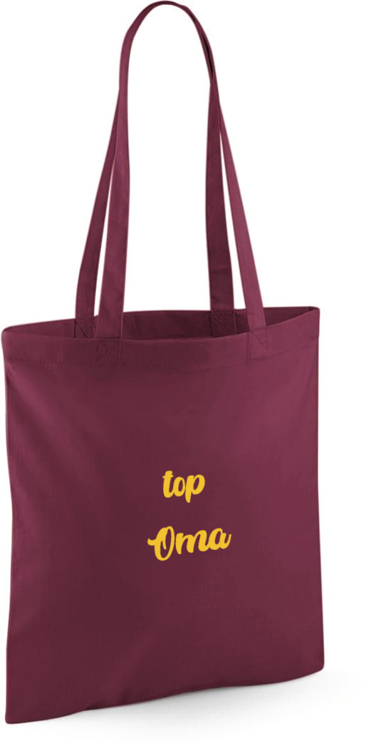 Gepersonaliseerde linnen shopper of totebag op maat bedrukt met de tekst top oma als origineel geschenk voor oma antwerpen