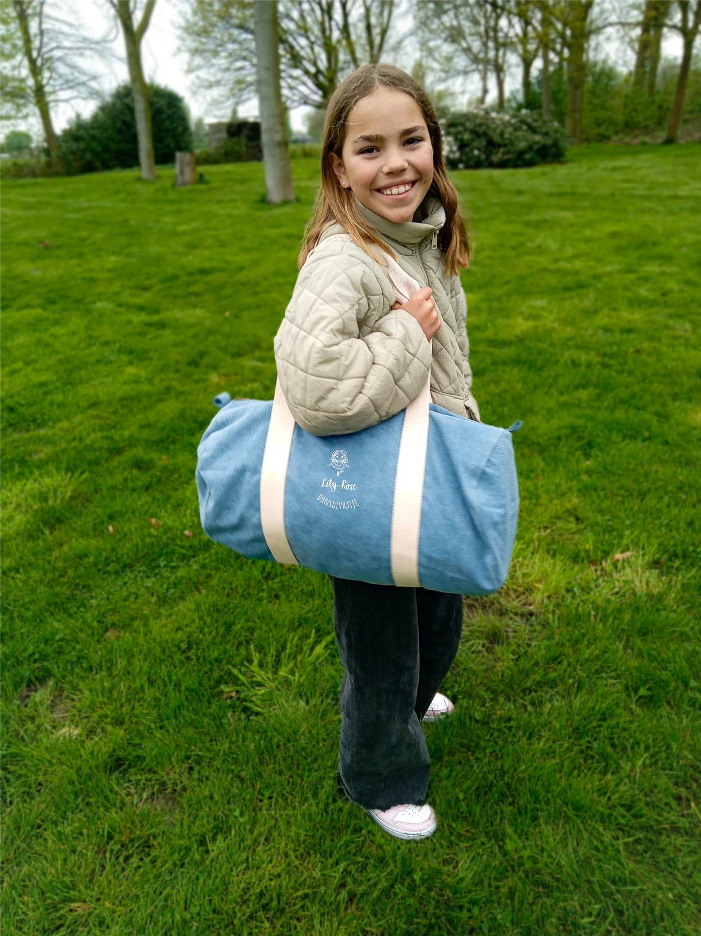 Gepersonaliseerde Jeans Sporttas - Plons Plezier