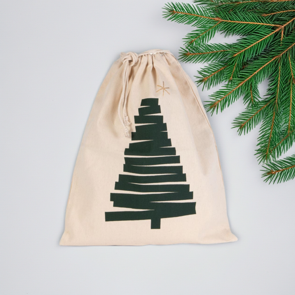 Kerstzak met kerstboom te bedrukken met naam