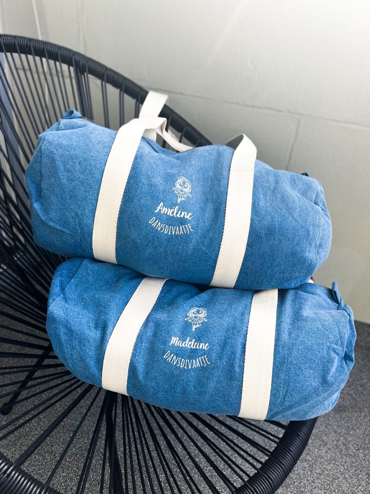 Gepersonaliseerde Jeans Fiets tas - Wieler Wonder - Kletskop