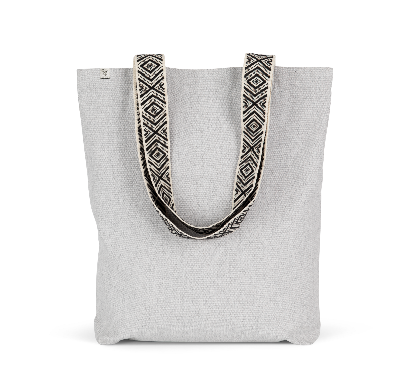Te personaliseren boho ecologische totebag geborduurd met naam tekst of logo Kimood shopper Antwerpen