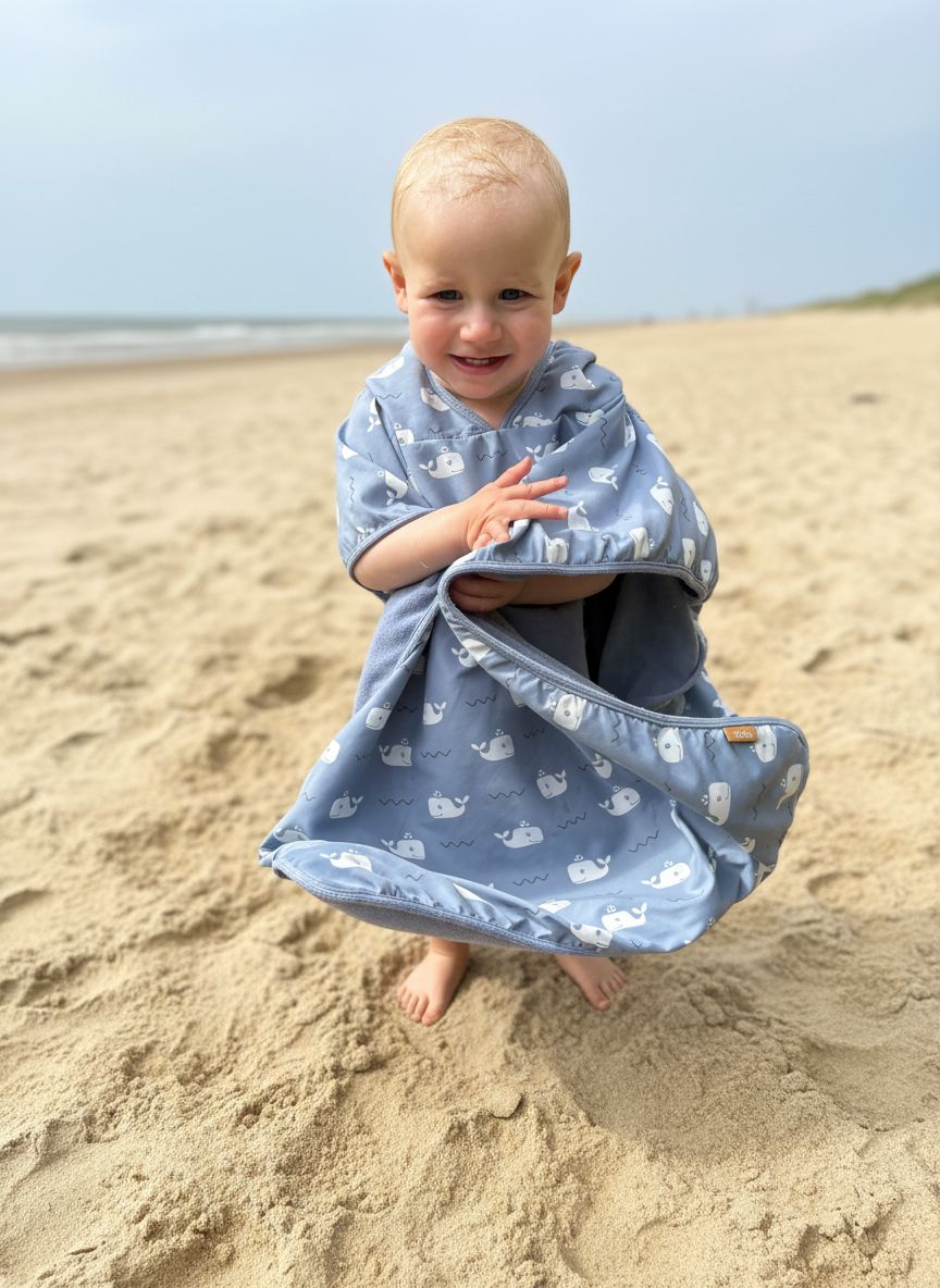 Fresk Kinder Poncho Surf Boy - Gepersonaliseerd - Kletskop