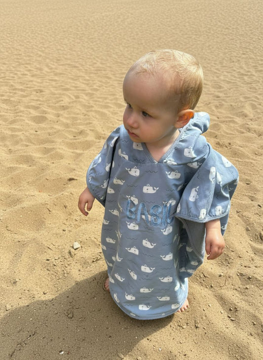 Fresk Kinder Poncho Surf Boy - Gepersonaliseerd - Kletskop