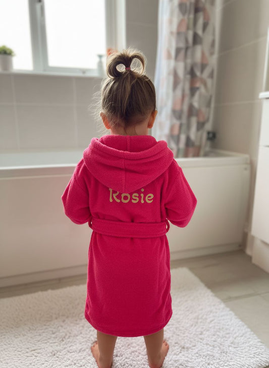 Baby of peuter badjas - Geborduurd op naam - Roze - Kletskop