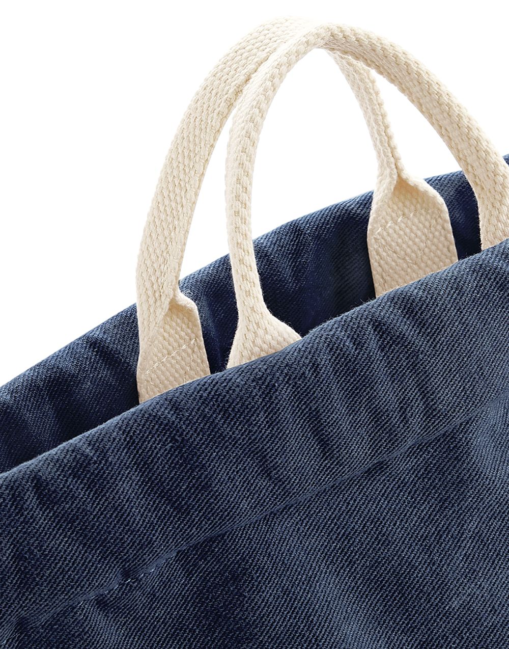Gepersonaliseerde jeans turnzak of zwemzak van bagbase bedrukt op naam detail