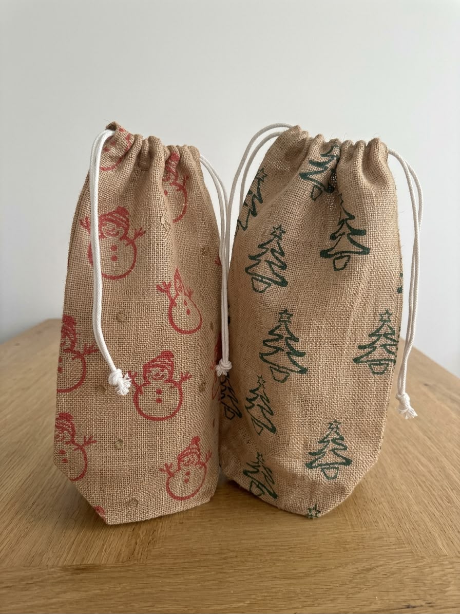 Jute Fleshouder met Kerstmotief