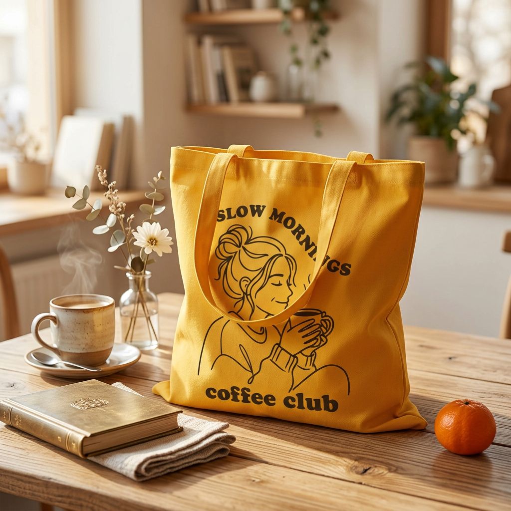 Slow Mornings coffee club Totebag - paars
