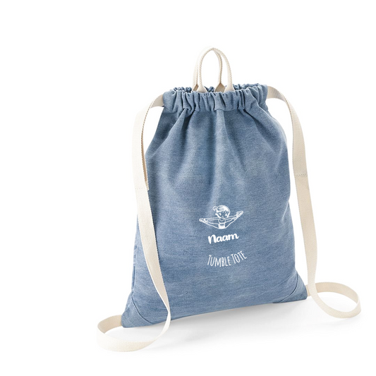 Gepersonaliseerd jeans turnzakje - Gymnastiek- Tumble Tote