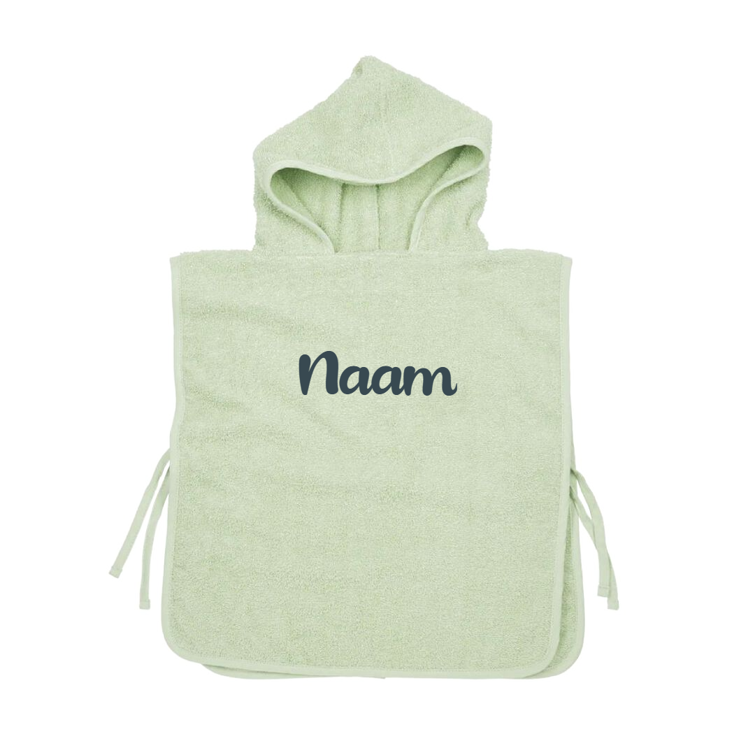 Badponcho op naam - Soft Green - Kletskop