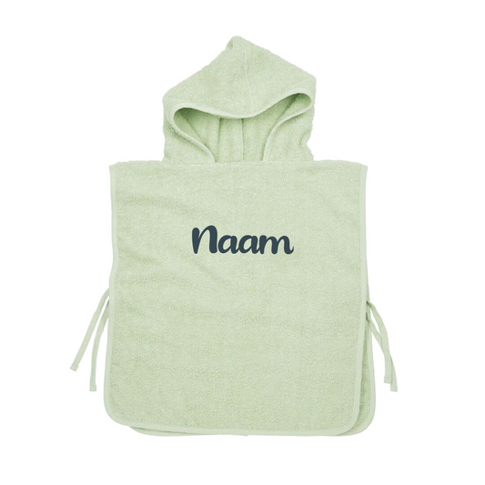 Badponcho op naam - Soft Green - Kletskop