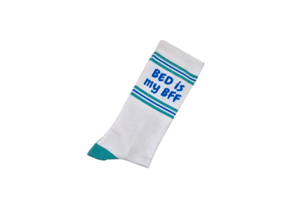 Tennis kousen met als opdruk Bed is my BFF