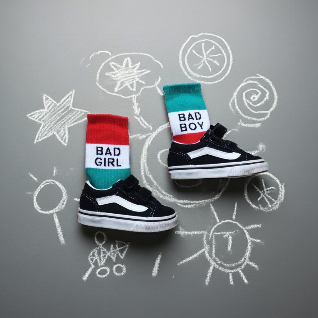 Bedrukte kinder sokken gepersonaliseerde tekst