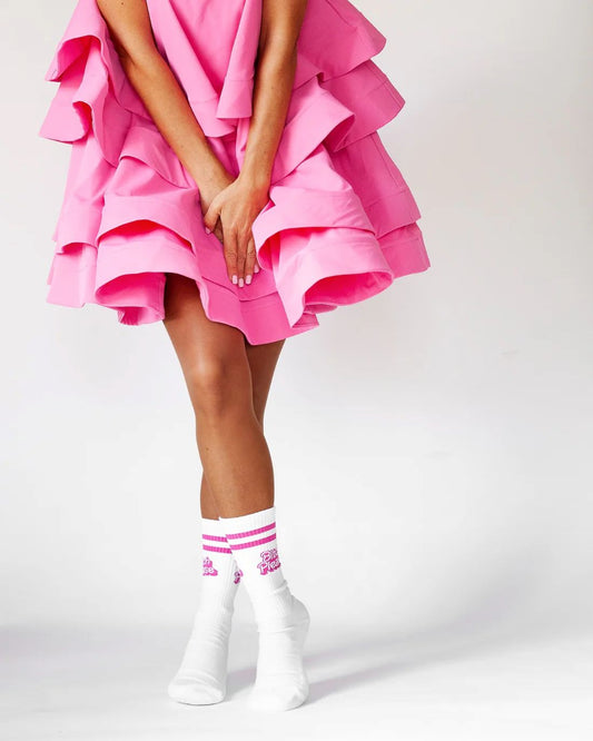 Vrolijke sokken stijl Barbie met als print Bitch Please