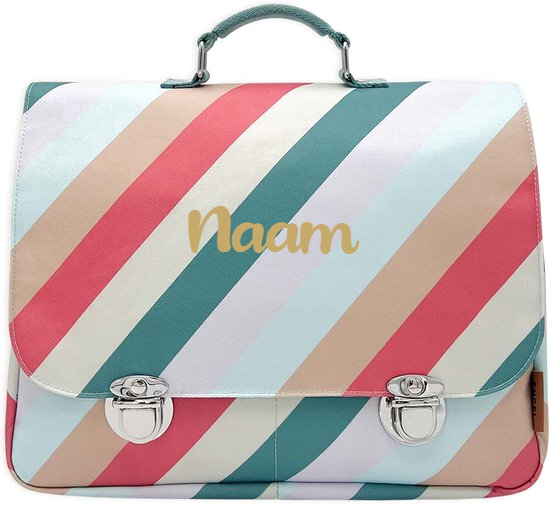 Te personaliseren boekentas met kleurrijk regenboog motief van engel 