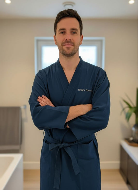 Gepersonaliseerde microvezel badjas met geborduurde naam en tekst