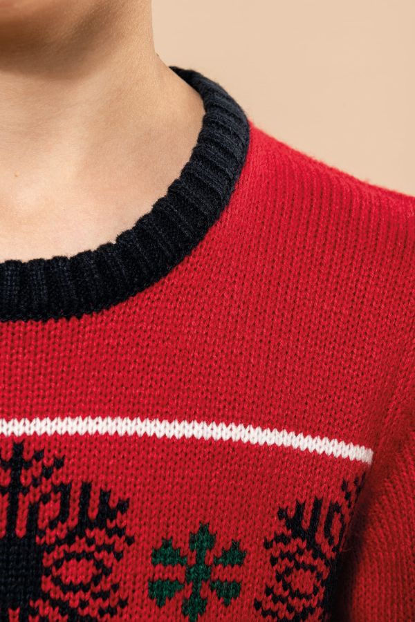 Kerst sweater voor kinderen met herten motief Detail