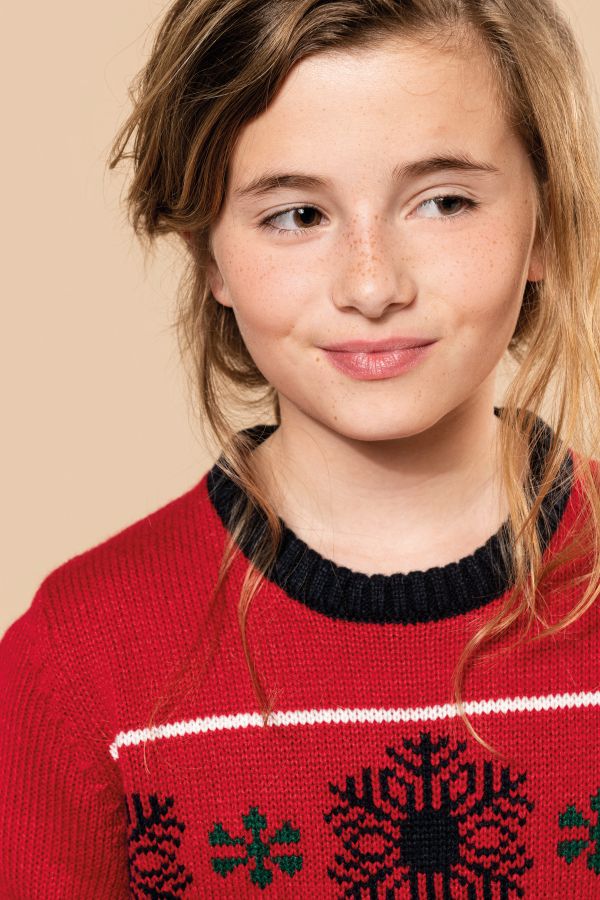 Kerst sweater in wol voor kinderen met herten motief