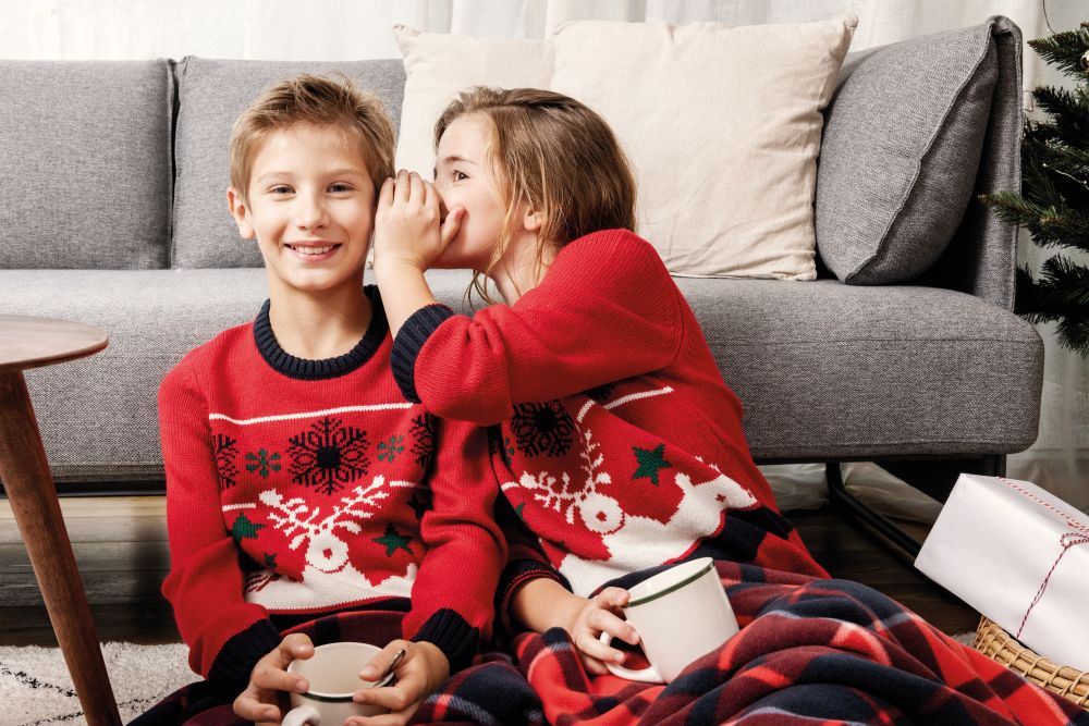 Kerst sweater in wol voor kinderen met herten motief in korting