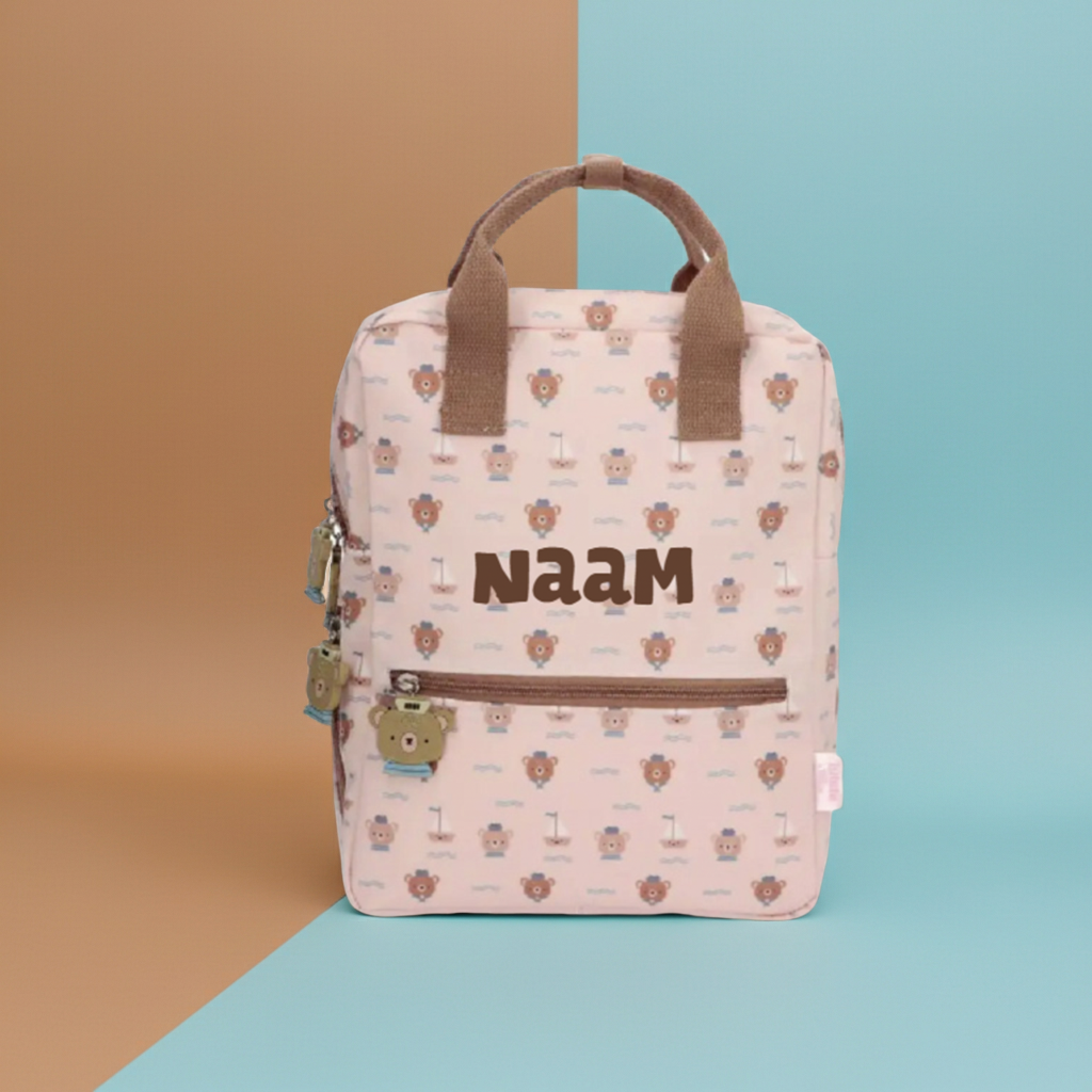 Gepersonaliseerde rugtas kind beertjes motief en naam