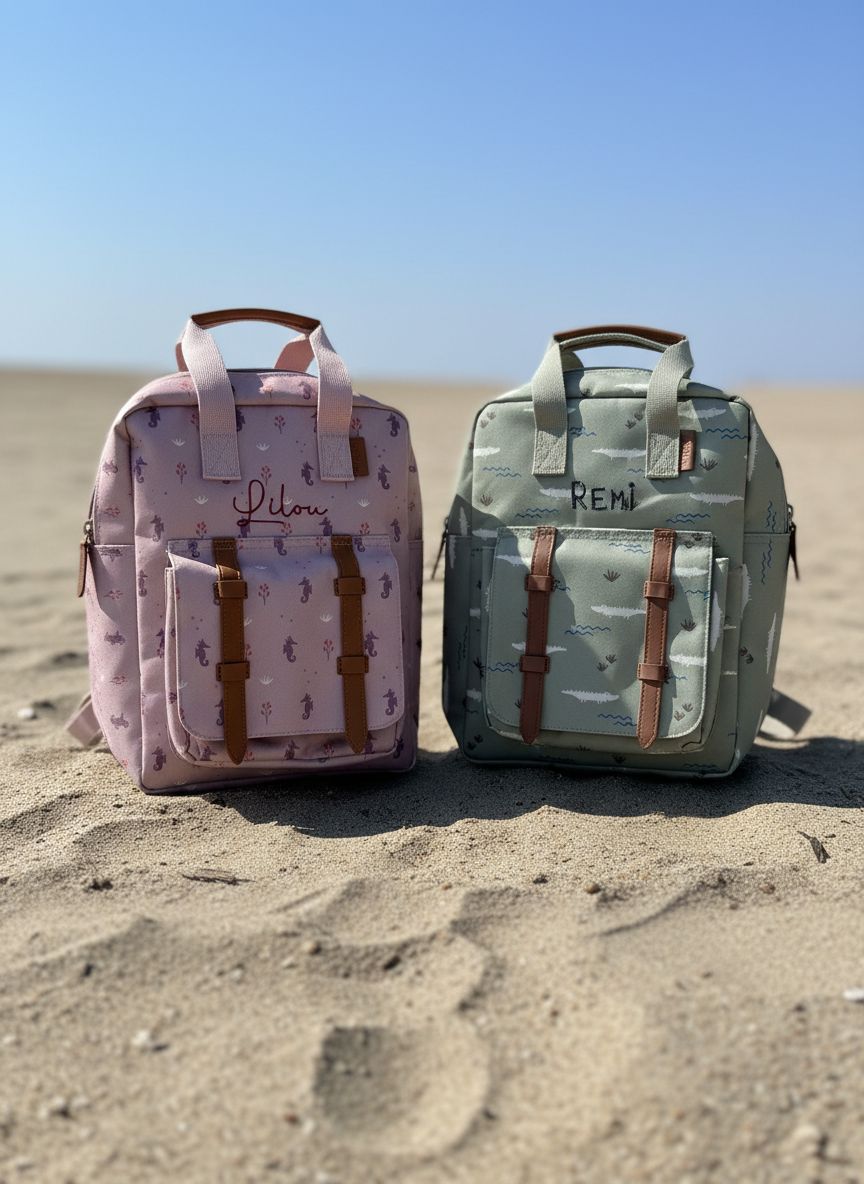 Fresk rugzakje met geborduurde naam en vrolijke prints