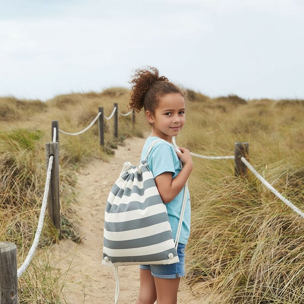 Gestreepte Westford Mill gymzak te personaliseren met naam kind