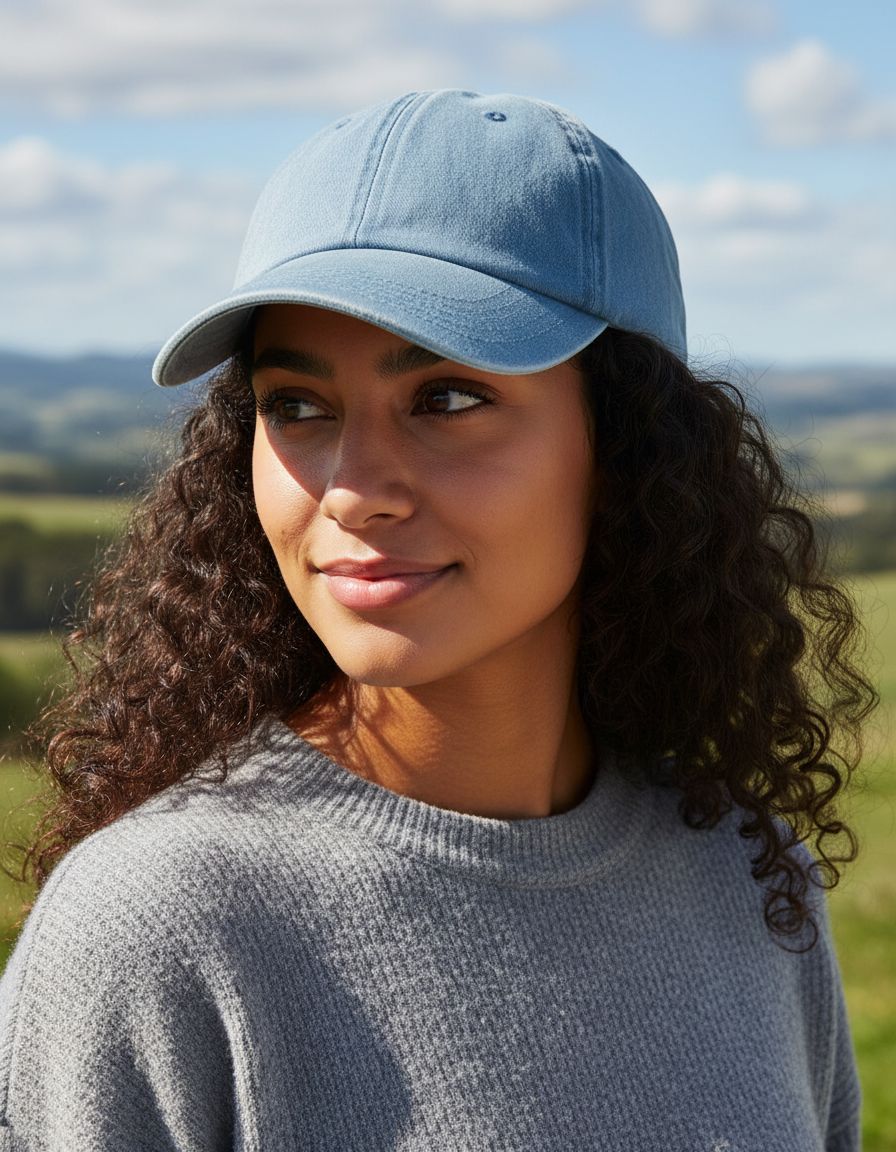 Lichte jeans pet in vintage katoen om te borduren met tekst 