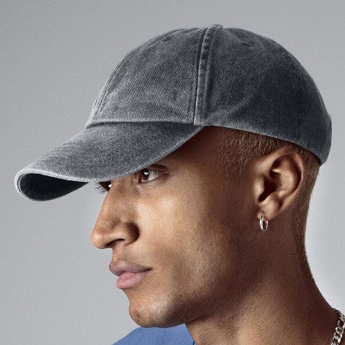 Te borduren vintage zwarte verwassen pet beechfield