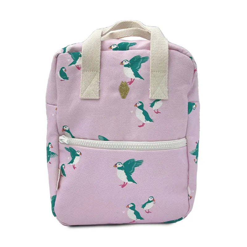 Gepersonaliseerde baby of kinder rugzak met Papegaai of vogeltjes print van het merk Milinane geborduurd op naam