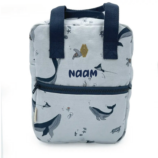 Kinder rugzak met zeedieren print millinane gepersonaliseerd op naam peuter