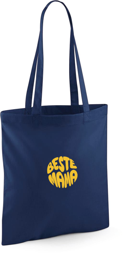 Gepersonaliseerde draagtas van katoen of totebag bedrukt met de tekst beste mama als geschenk voor moederdag antwerpen