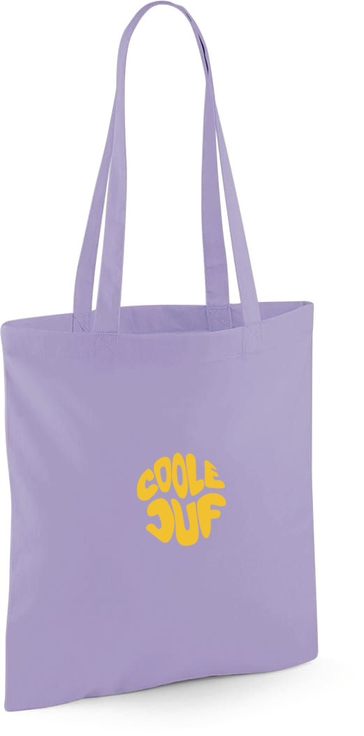 Gepersonaliseerde linnen shopping tas of totebag bedrukt met de tekst coole juf als bedanking einde schooljaar antwerpen