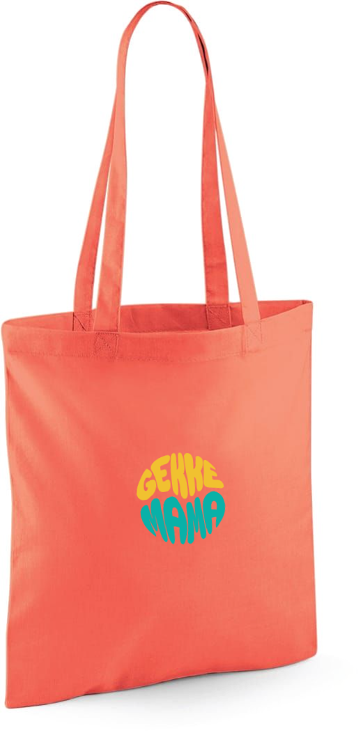 Gepersonaliseerde linnen schoudertas of totebag op maat bedrukt met de tekst gekke mama als geschenk voor moederdag antwerpen