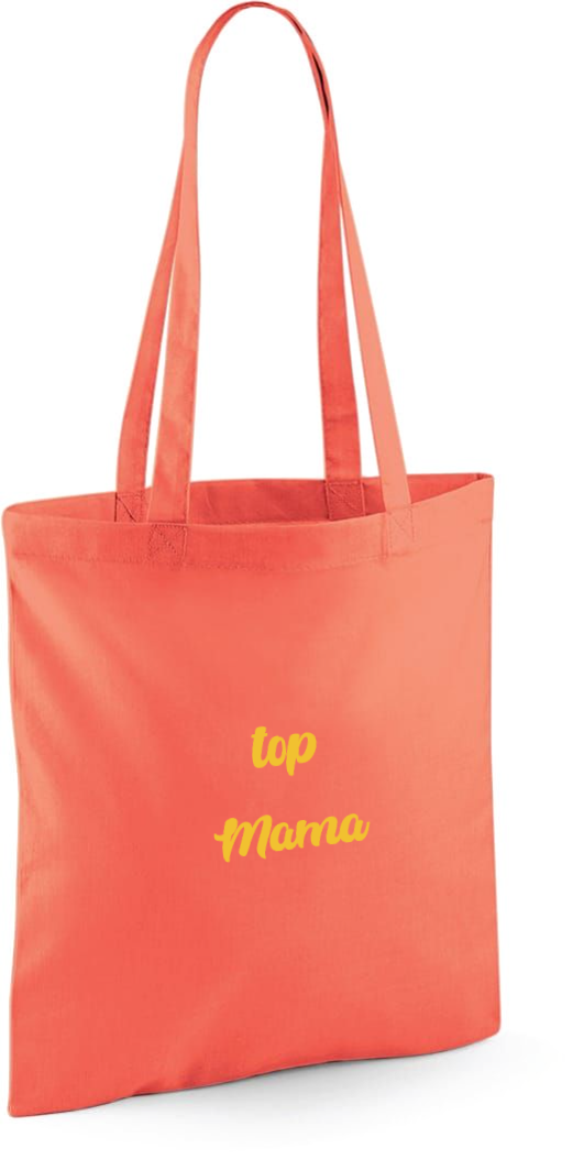Gepersonaliseerde linnen schoudertas of totebag op maat bedrukt met de tekst top mama als geschenk voor moederdag antwerpen