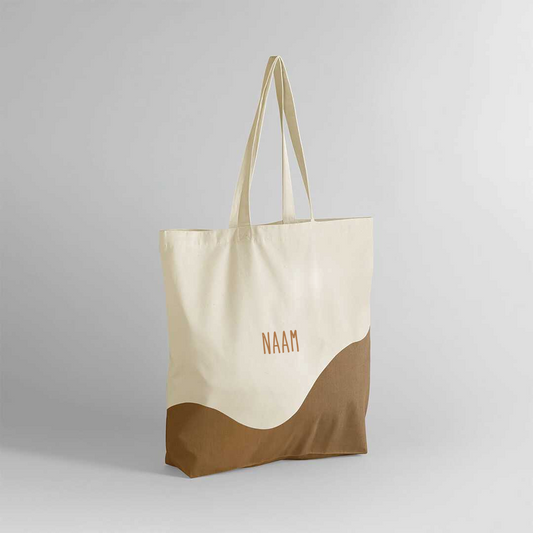 Westford Mill draagtas wave print geborduurd personaliseren naam bruin