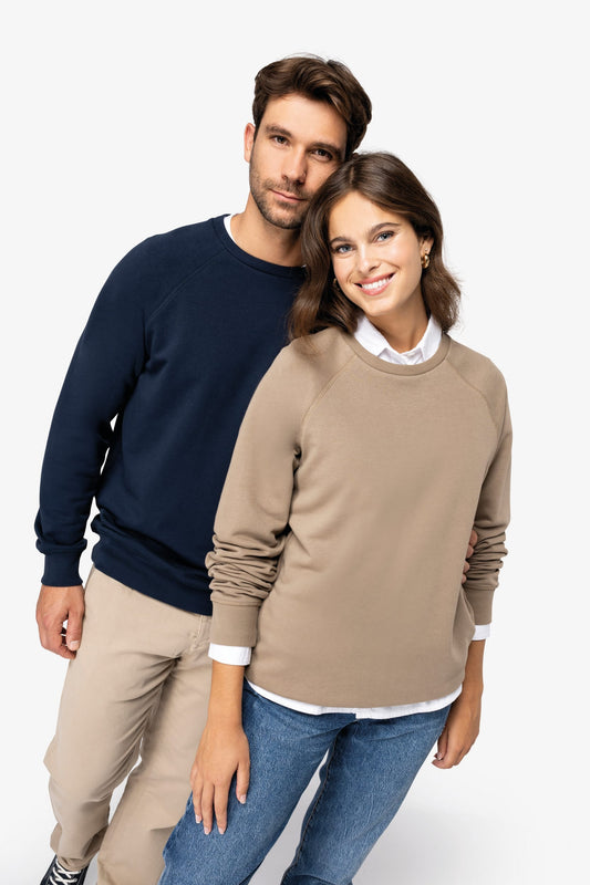 Uniseks ecologische sweater met ronde hals - Geborduurd