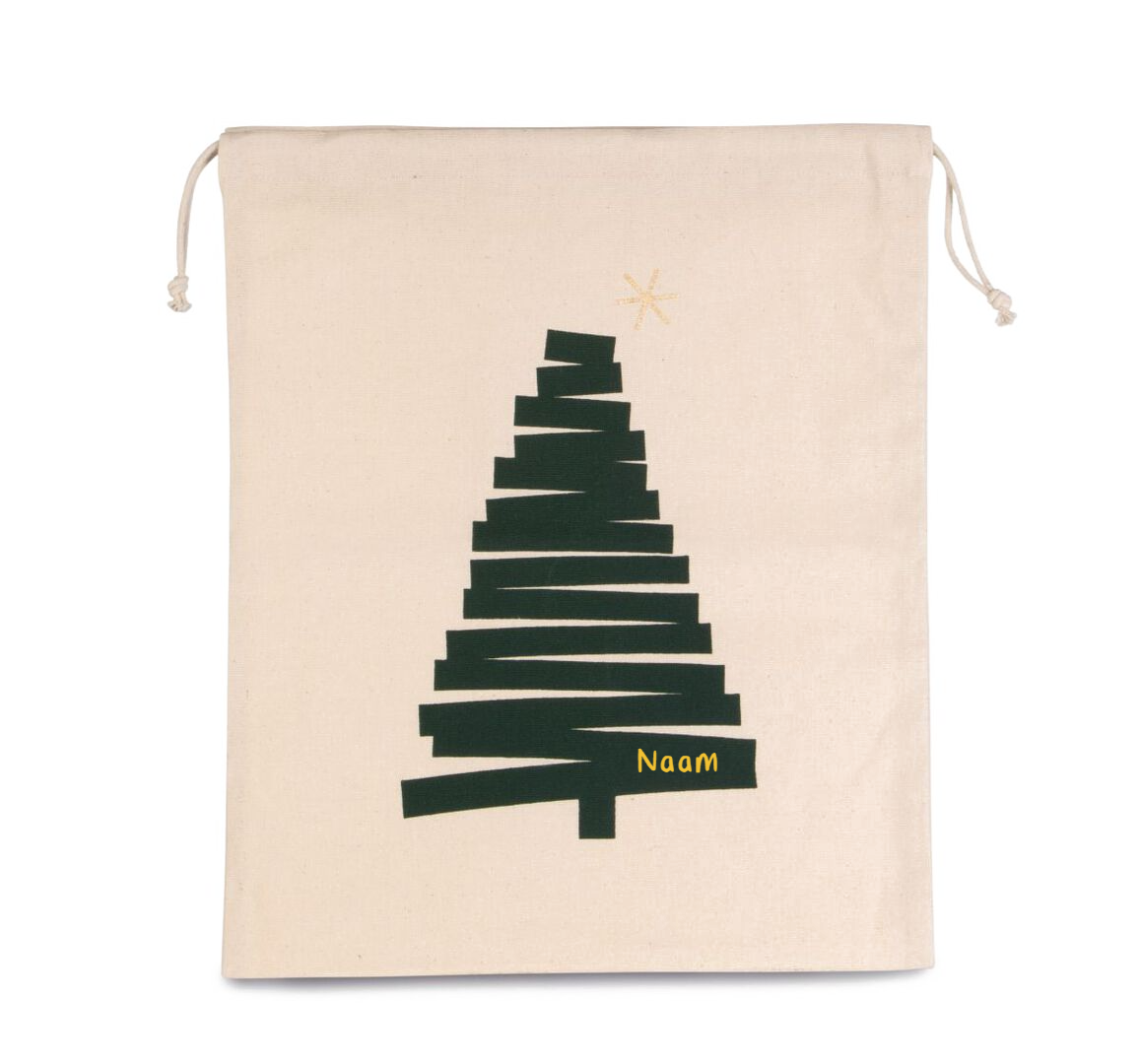 Kerstzak bedrukt namen kerstboom