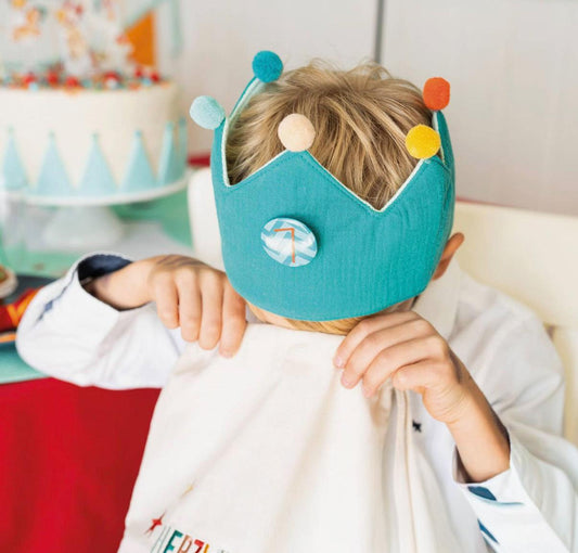 Turquoise-Lichtblauwe Mousseline verjaardagskroon met Verwisselbare Cijfers