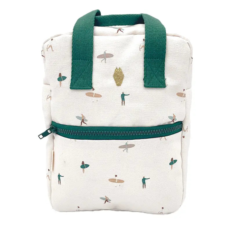 Gepersonaliseerde kleuter of kinder rugzak met minimalistische surf print van het merk Milinane geborduurd op naam