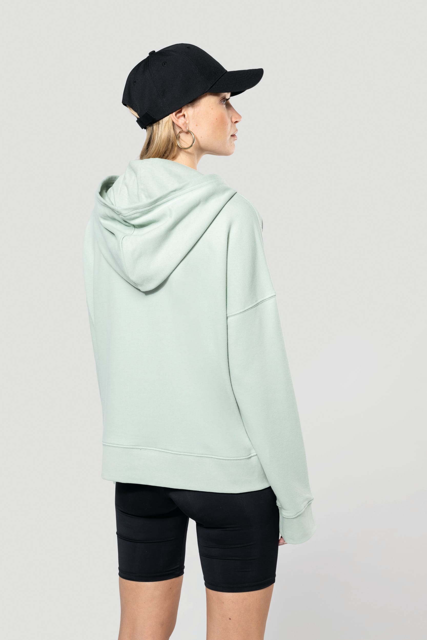 Pastel groene kaptrui dames van kariban te borduren met naam tekst of logo te Antwerpen 