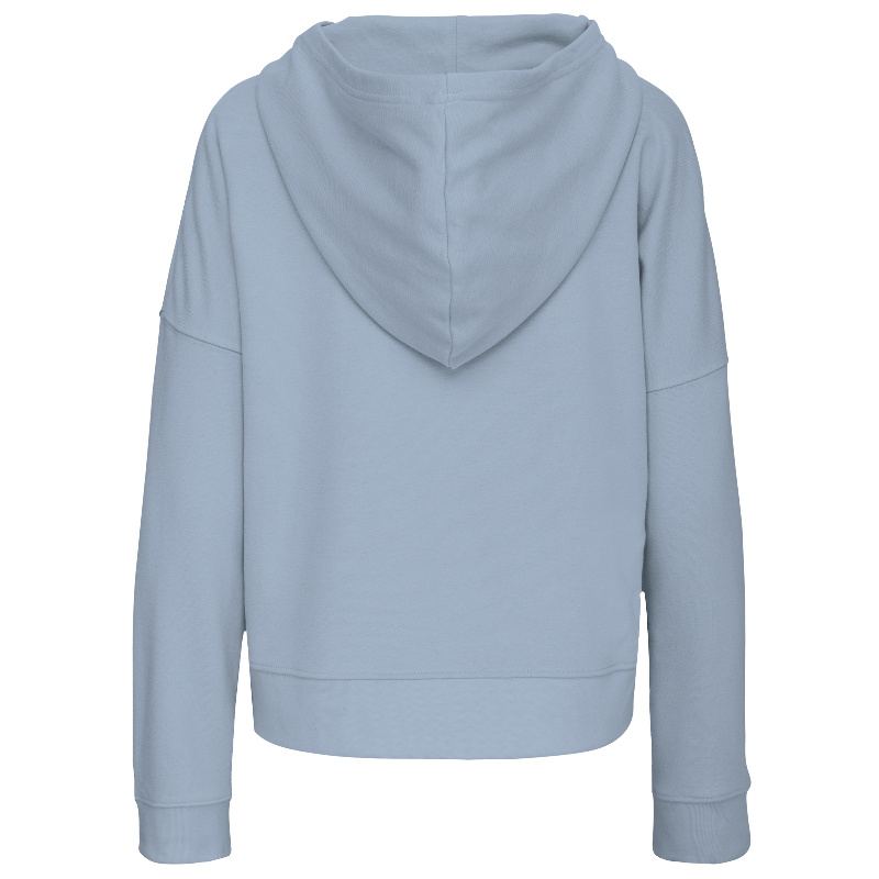 Pastel blauwe vrouwen hoodie van kariban te borduren met naam tekst of logo te Antwerpen 
