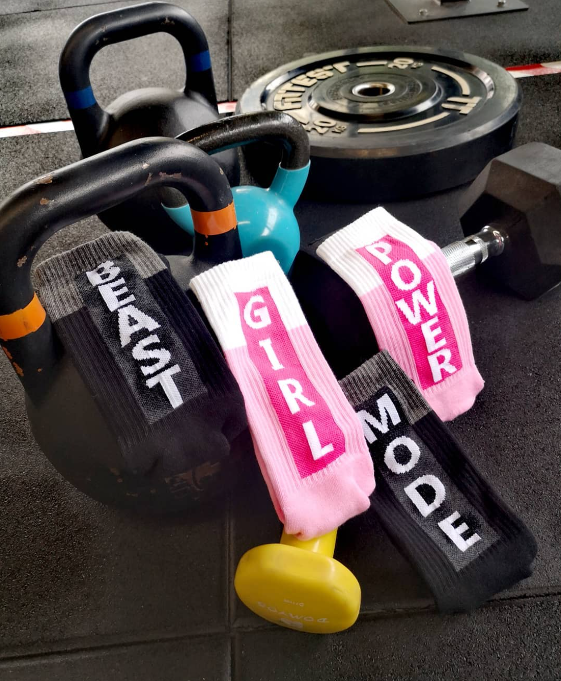 Bedrukte fitness sokken motiverende sport quote