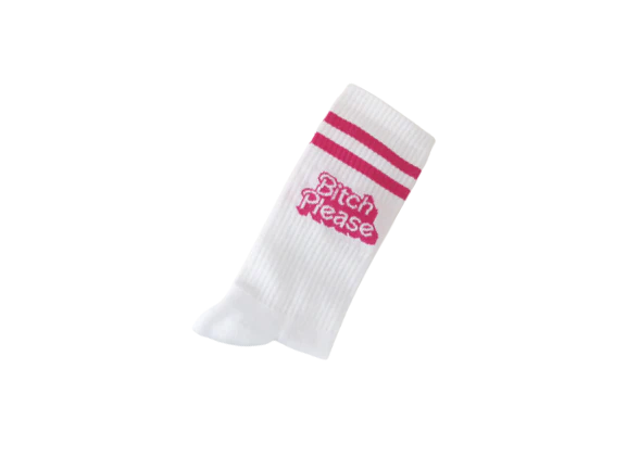 Vrolijke sokken stijl Barbie met als bedrukking Bitch Please
