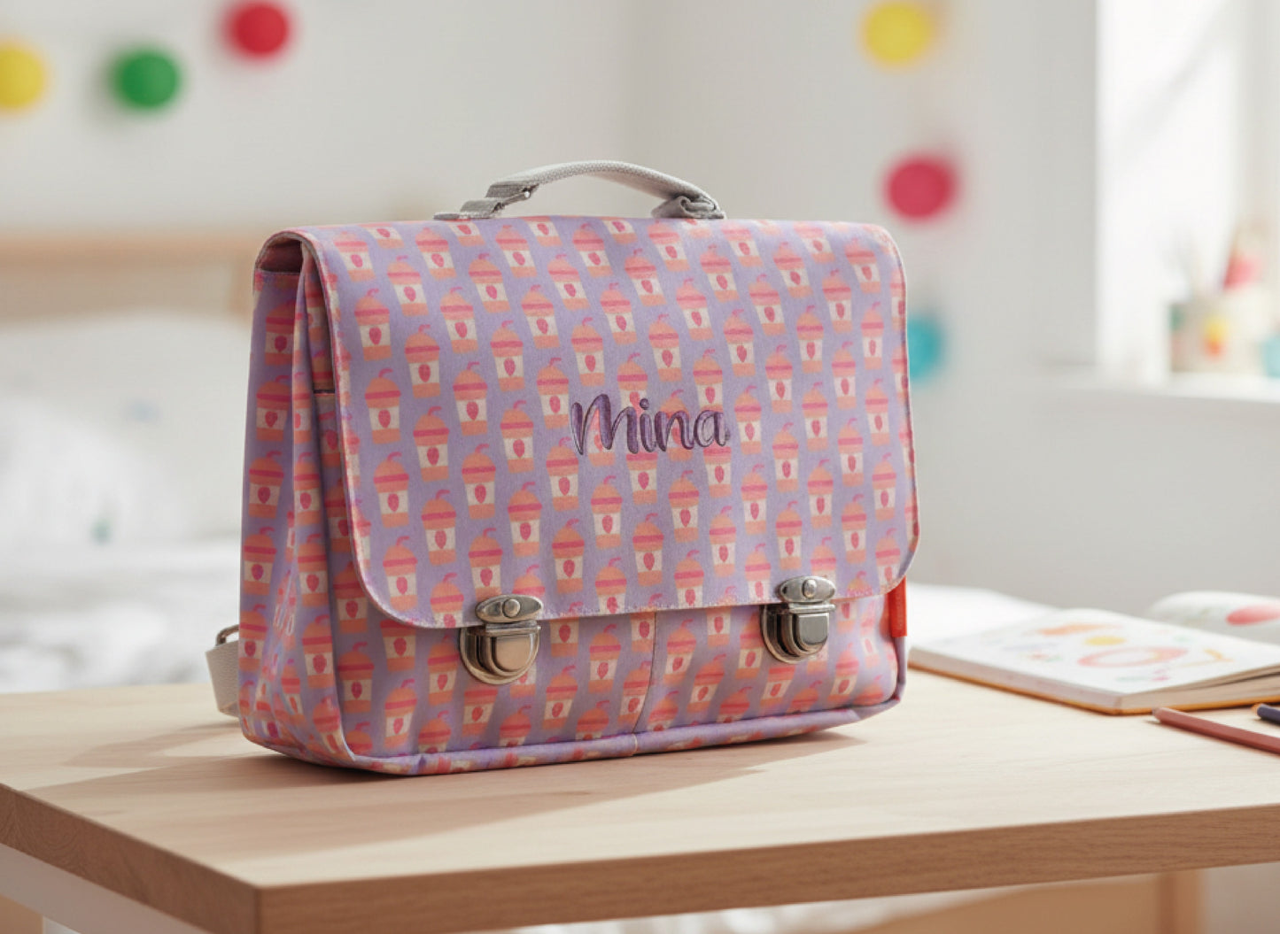 Engel Boekentas Milkshake - Geborduurd op naam