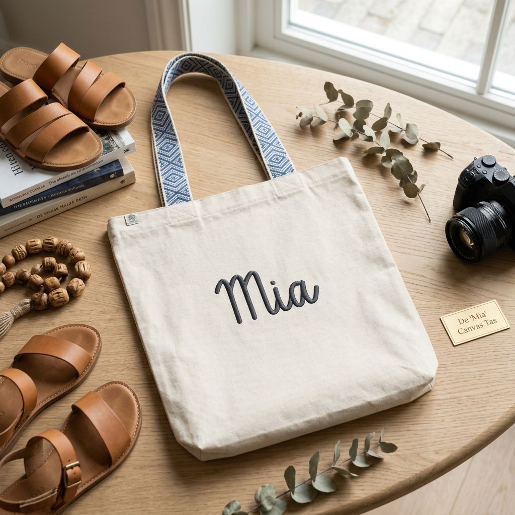 Natural Nomad totebag - Geborduurd